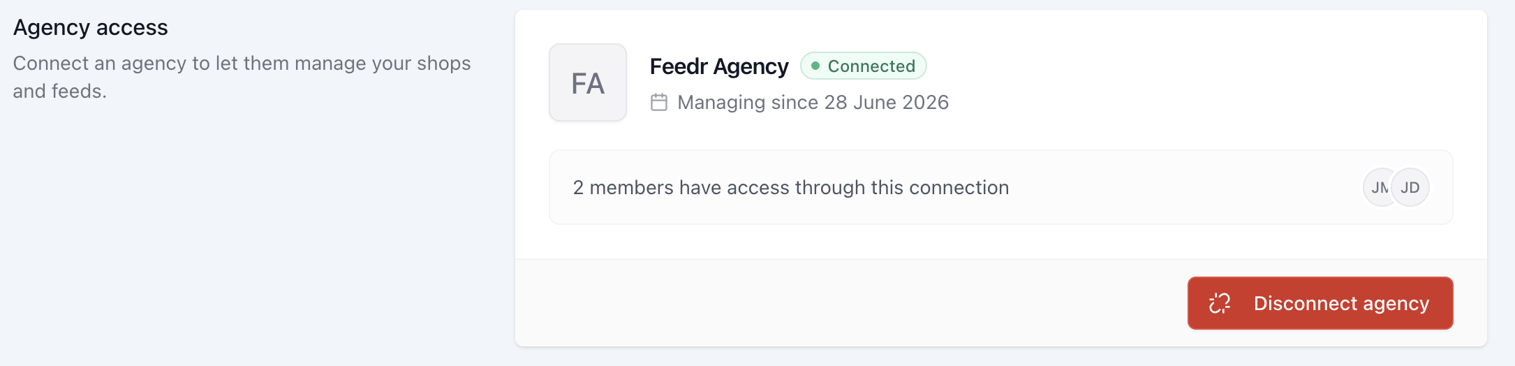 The Agency access box and Agency badges on the Users page