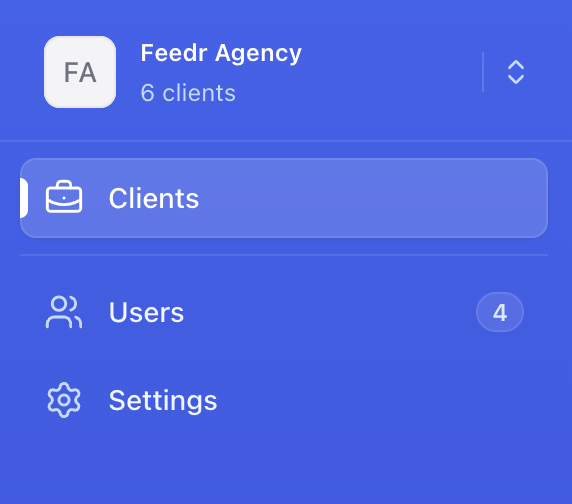 The menu on an agency team