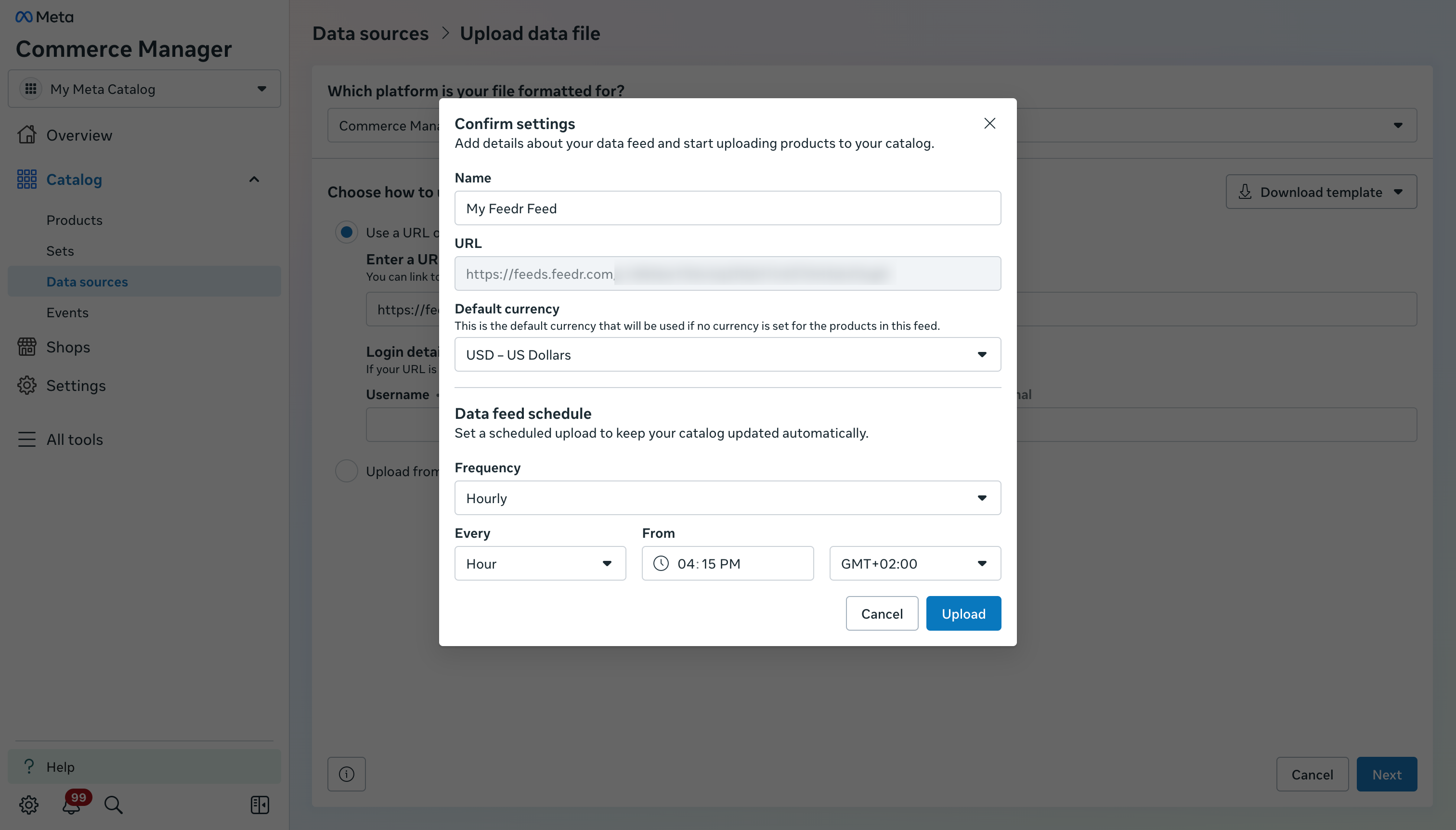 Confirm settings
