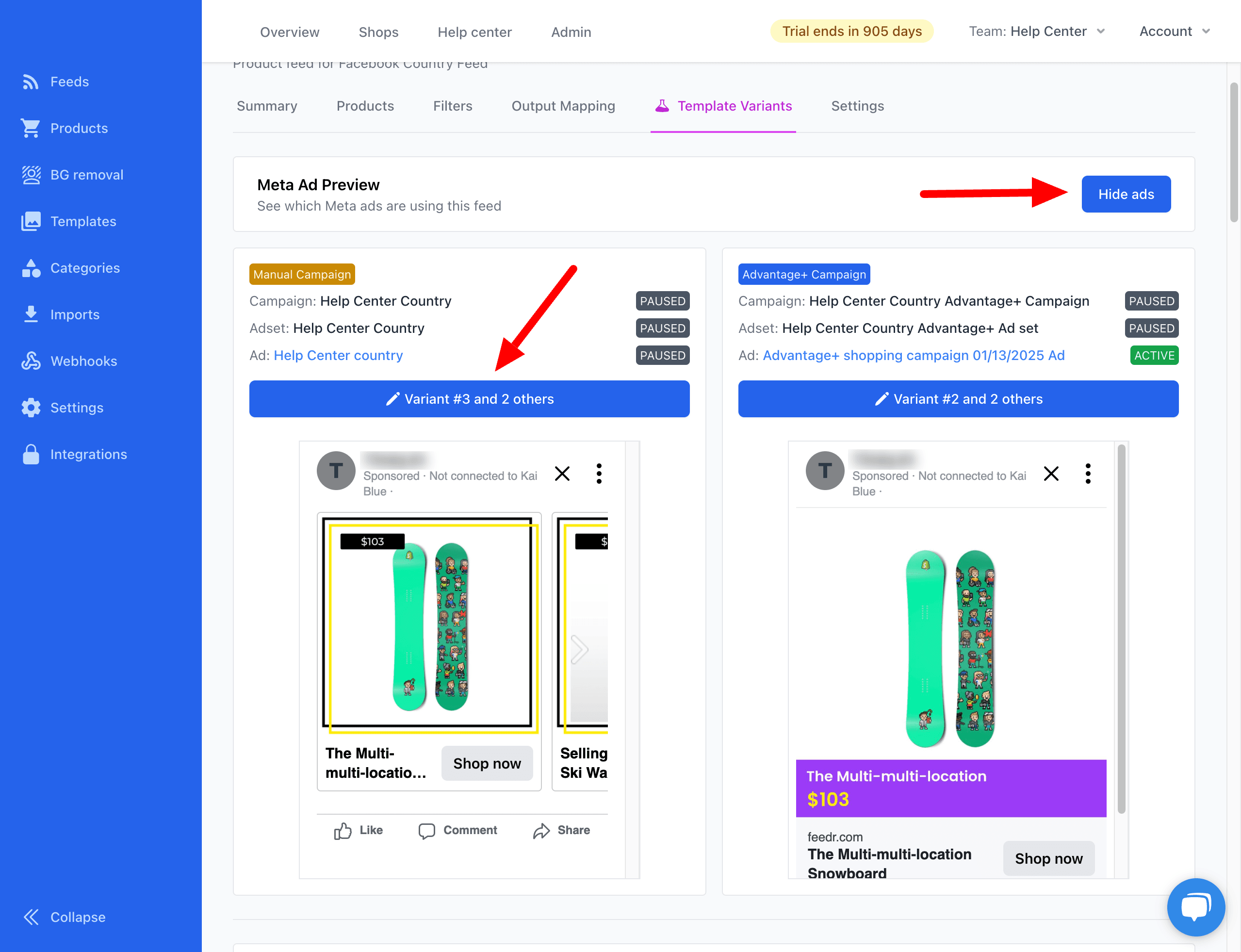 Changing variant inside Feedr
