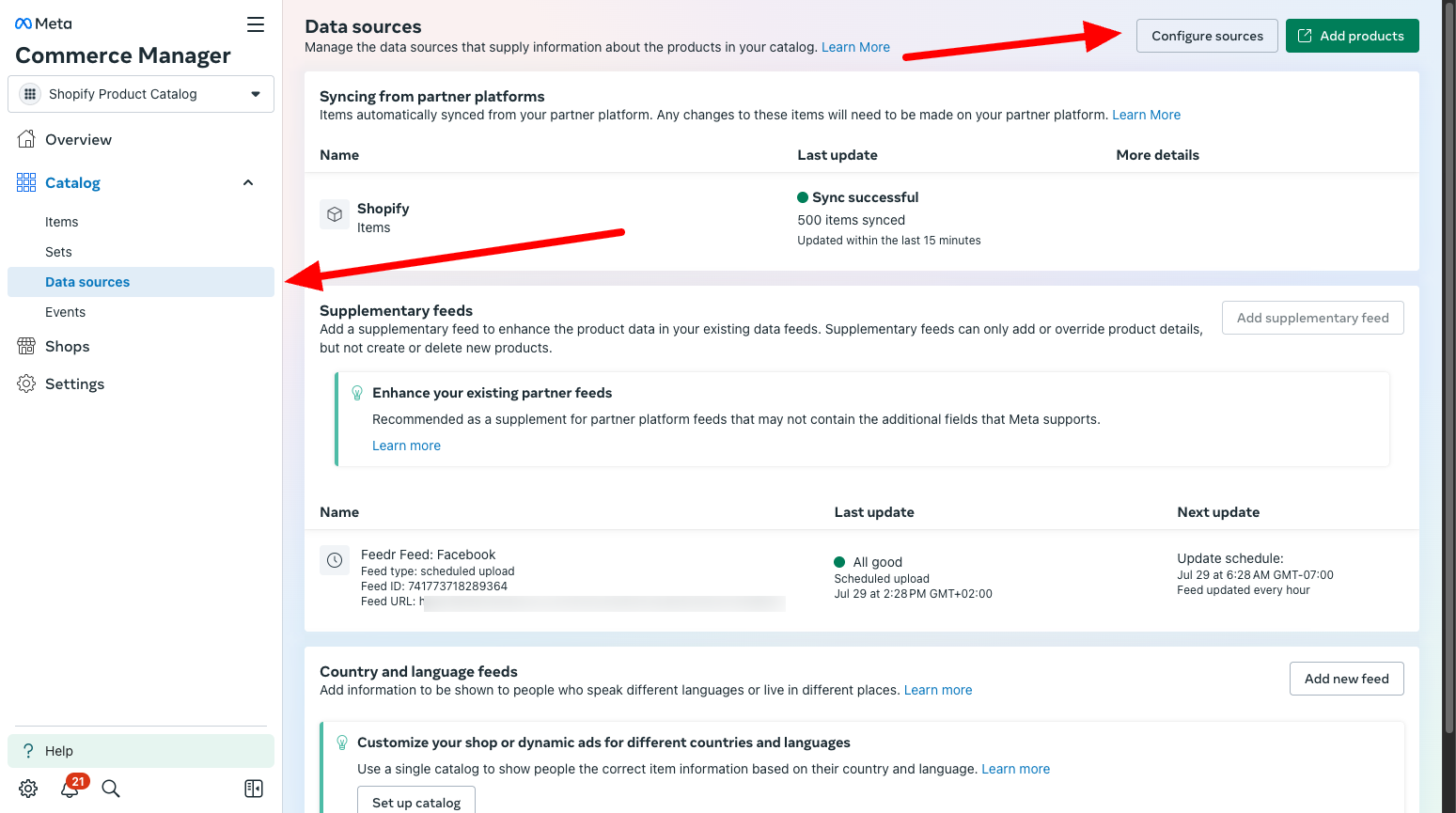 Configure data sources location