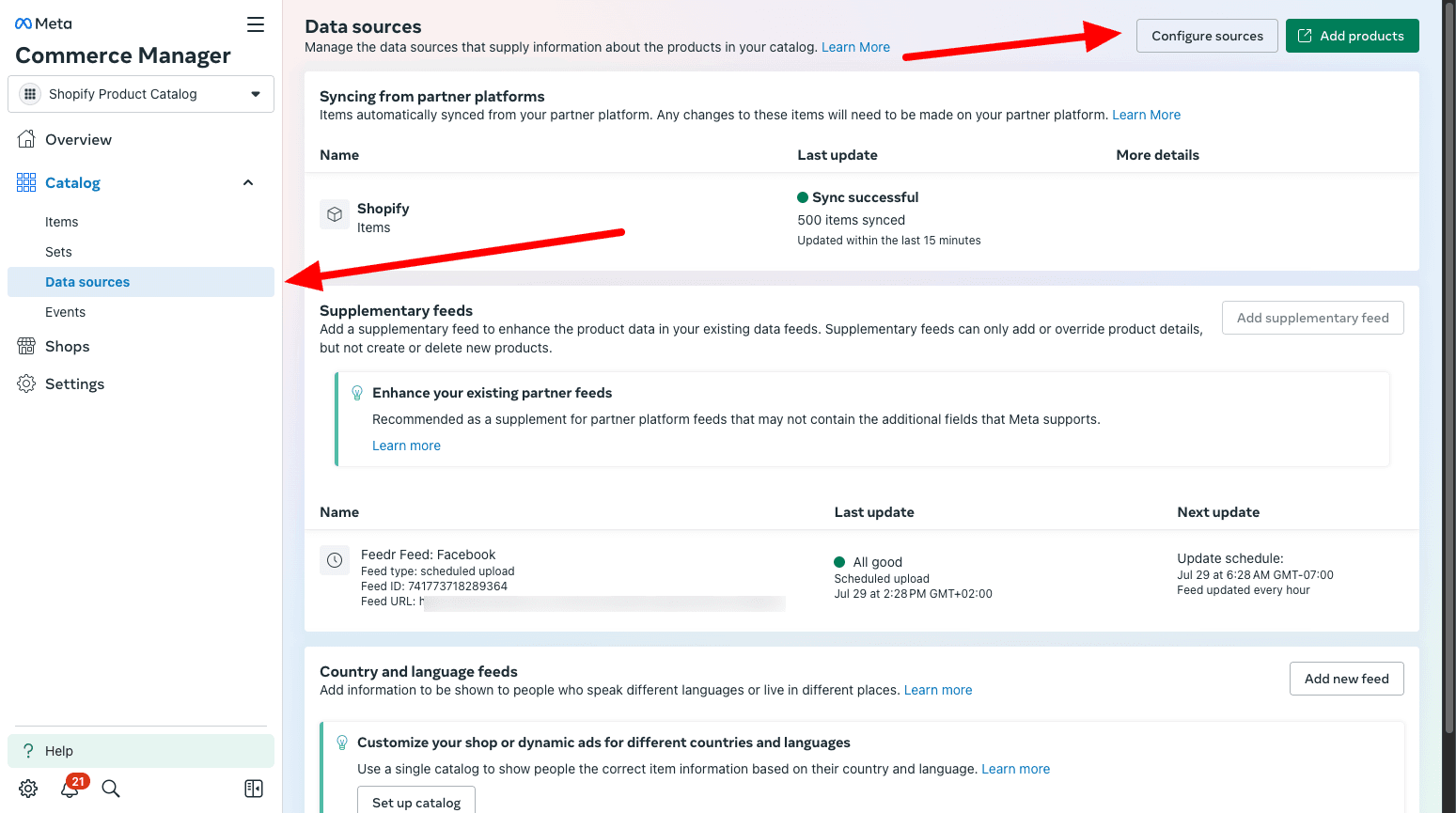 Configure data sources location