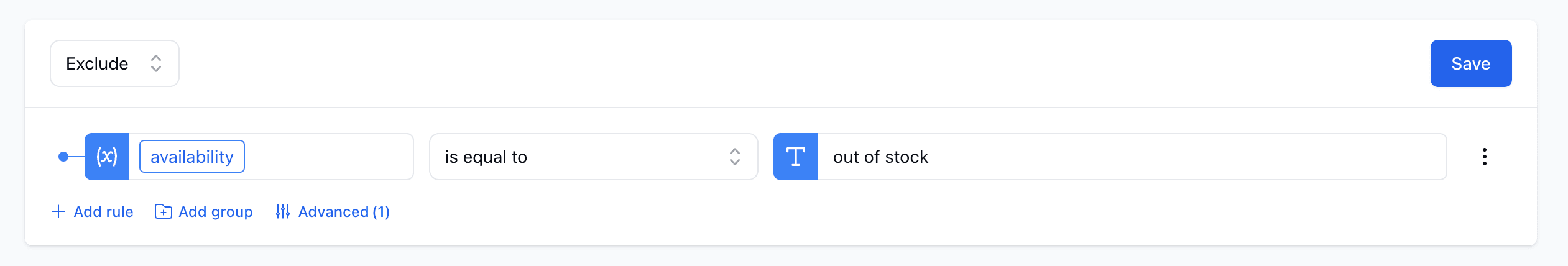 Feed filtering - Include products in stock example