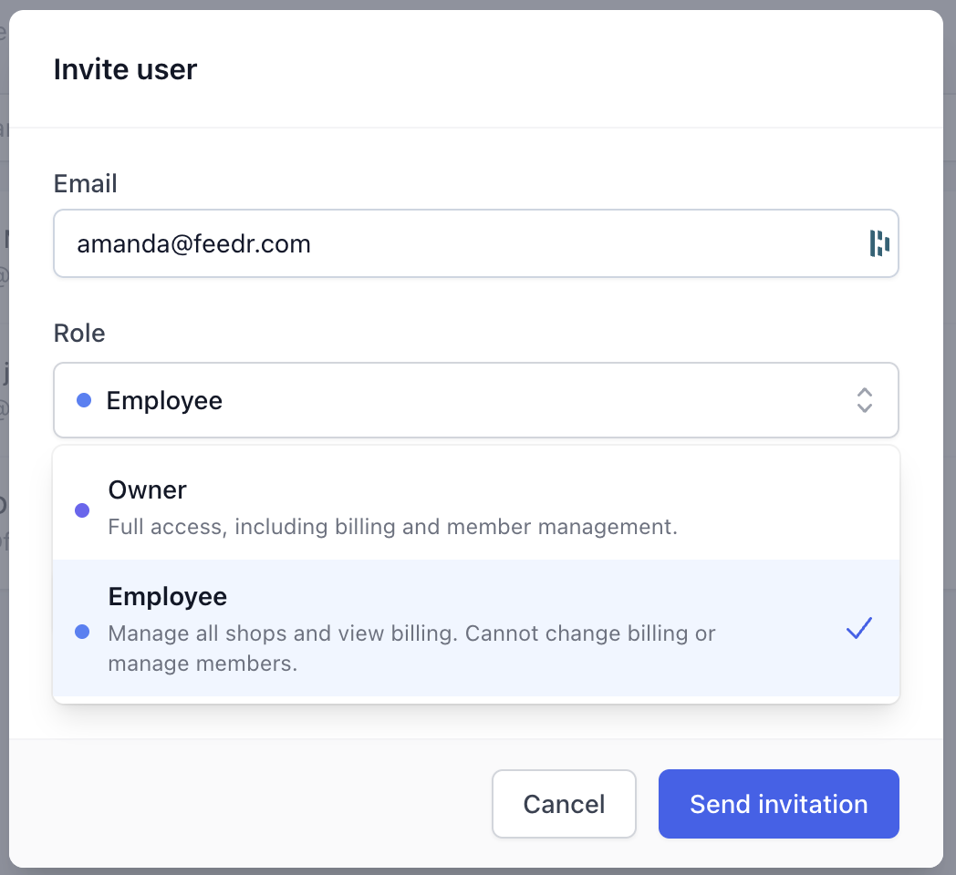 Inviting a colleague to the agency