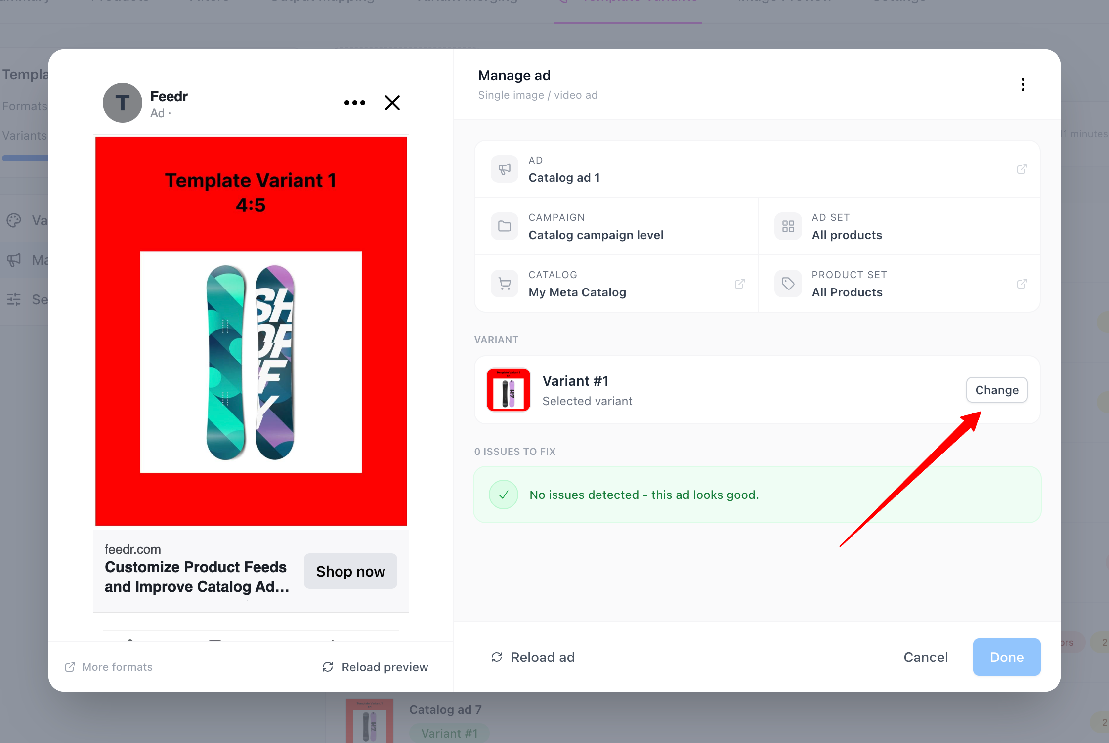 Meta ad modal