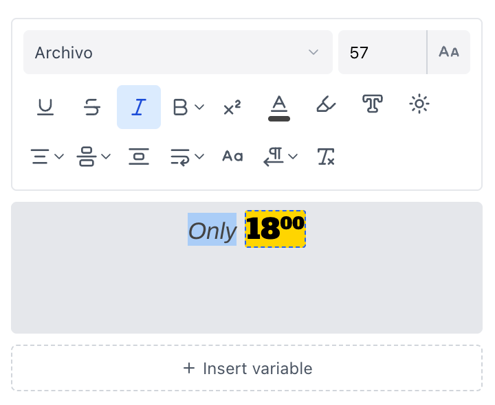 The rich text toolbar
