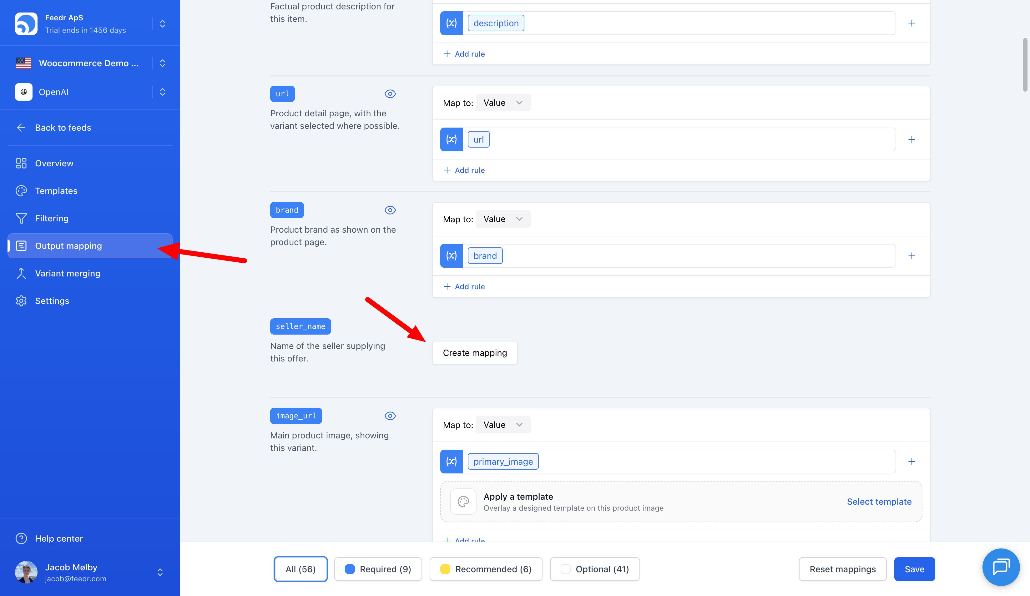 Mapping static values on an OpenAI feed
